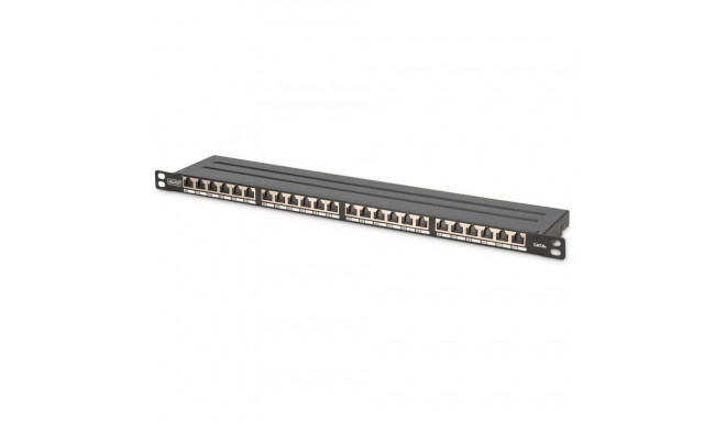 "DIGITUS Patchpanel 0,5HE 24-Port Cat6a geschirmt schwarz"