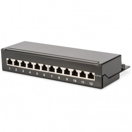 "DIGITUS Patchpanel 1HE 12-Port Cat6A geschirmt schwarz"