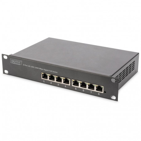 "DIGITUS Switch 8-Port Gigabit 80W PoE Unmanaged schwarz"