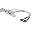 "DIGITUS Slotblech 2xUSB/A -> IDC 2x5Pin Bu/Bu 0.25m Polybeutel"