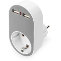 "DIGITUS Universal Steckdosenadapter mit 2 x USB-A"