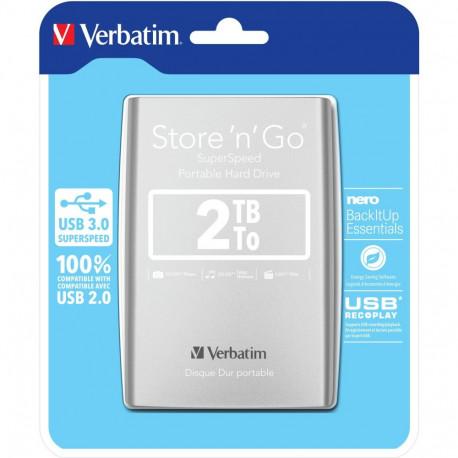"2,5"" Verbatim 8.9cm 2TB USB 3.0 Store'n Go Silver retail"