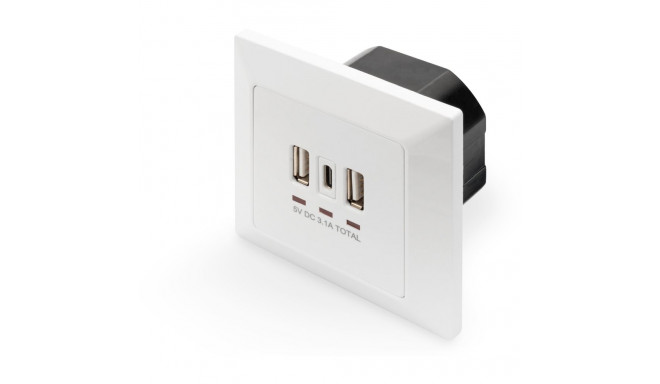 "DIGITUS Unterputz Ladedose USB 2x USB A 1x USB Type-C, weiss"