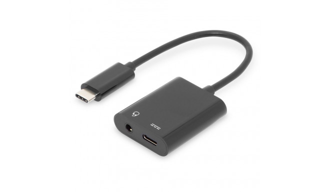 "DIGITUS USB 3.1 Verteilerkabel Typ C-Klinke St/Bu/Bu 0.2m sw"