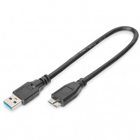 "DIGITUS USB 3.0 Anschlusskabel Typ A -mikro B St/St 0.25m sw"