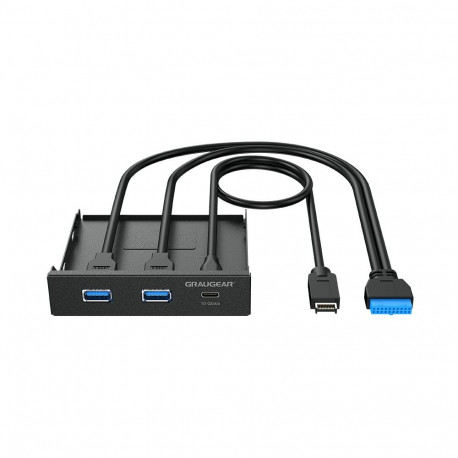 "GRAUGEAR Multi Frontblende 3-Fach USB-HUB. 1x USB-C.2x USB-A retail"
