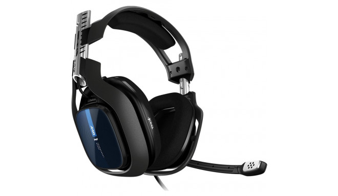"Logitech Astro A40 TR For PS4 headset full size wired 3.5 mm jack black blue"