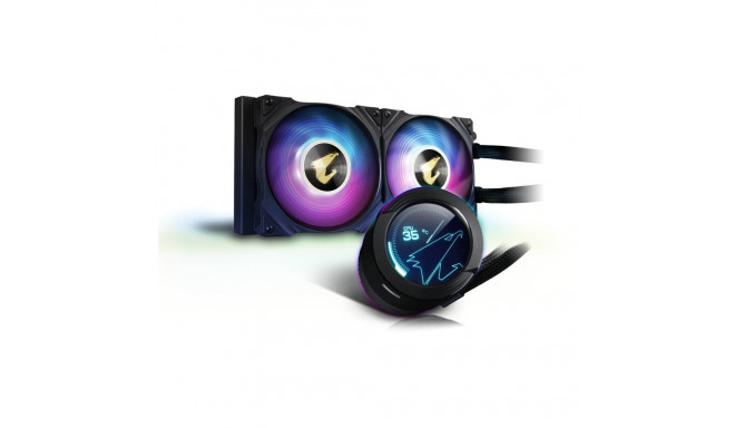 "K Cooler GIGABYTE AORUS WATERFORCE X 240 All-in-one Liquid Cooler with Circular LCD Display Black"