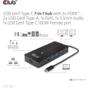 "Club3D USB-C 7in1-HUB >2xHDMI/2xUSB/USB-C/LAN 4K60Hz PD100W"