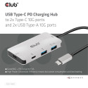 "Club3D Adapter USB 3.1 Typ C > 2x USB C + 2x USB A Lade Hub"