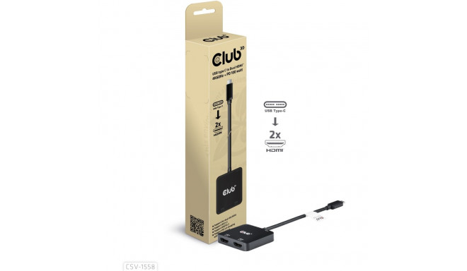 "Club3D MST-Hub USB 3.2 Typ C > 2x HDMI 4K60Hz +100W PD St/Bu retail"