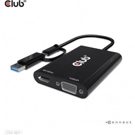"Club3D Adapter USB Typ C/A > HDMI / VGA St/Bu"