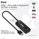 "Club3D Adapter HDMI + MicroUSB > DP 4K120Hz aktiv St/Bu"