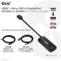 "Club3D Adapter HDMI + MicroUSB > DP 4K120Hz aktiv St/Bu"