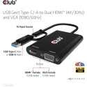 "Club3D Adapter USB Typ C/A > HDMI / VGA St/Bu"