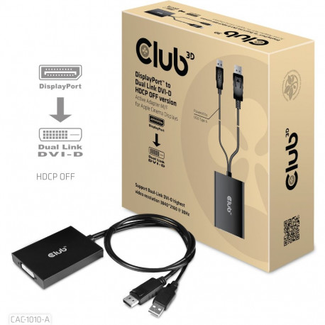 "Club3D Adapter DisplayPort > DVI-D HDCP OFF aktiv St/Bu retail"