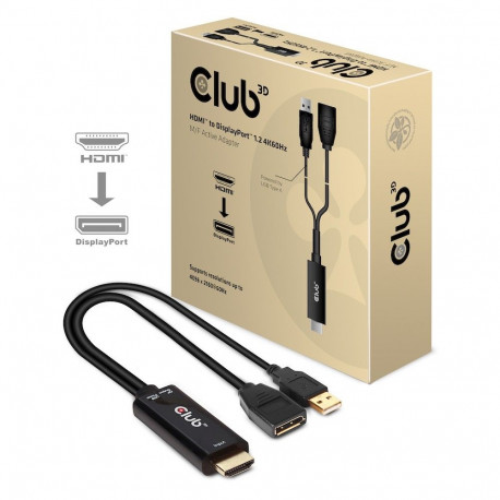 "Club3D Adapter HDMI 2.0 > DP 1.2 4K60Hz HDR aktiv St/Bu retail"
