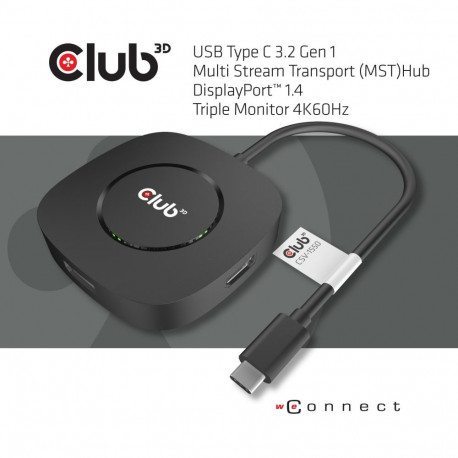 "Club3D MST-Hub USB 3.2 Typ C > 3x DisplayPort 1.4 St/Bu retail"
