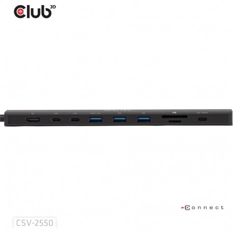 "Club3D USB-C 10in1-HUB >HDMI/3xUSB-C/3xUSB/LAN 8K30Hz PD140W"