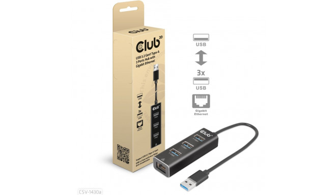 "Club3D Adapter USB 3.2 Typ A > 3x USB 3.2 Typ A/LAN"