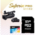 "CARD Micro 64GB Silicon Power UHS1(U3) Superior Pro Col+Ad"