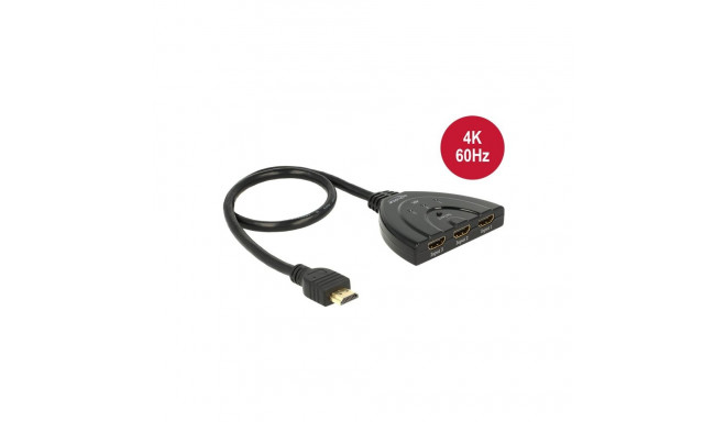 "DELOCK HDMI UHD Switch 3 x HDMI in > 1 x HDMI out 4K mit integriertem Kabel 50 cm"