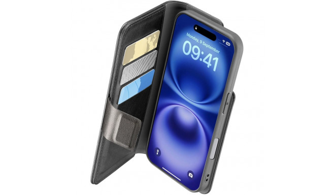"Cellularline Book Agenda 2 Case iPhone 16 Black"