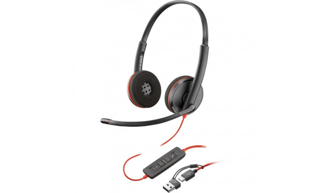 "HP Poly Blackwire 3220 Stereo USB-C Headset +USB-C/A Adapter (Bulk) (209749-201/209745-201)"