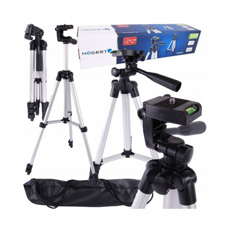 Hogert HT4M079 Tripod for laser levels, aluminium, 1/4", 35-105cm, built-in level, compact