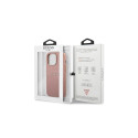 Guess GUHCP13LPSASBPI iPhone 13 Pro / 13 6,1" roosa kõvakaaneline Saffiano triibuline ümbris