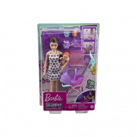 Barbie nukk Barbie Babysitter Skipper jalutuskäru + beebi komplekt GXT34