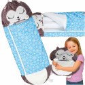 Laste magamiskott turistipadi 2in1 135x50cm sinine