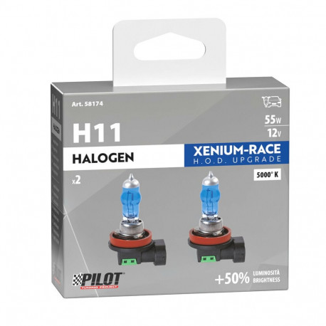 H11 2 tk, 55W, sokkel PGJ19 5000K