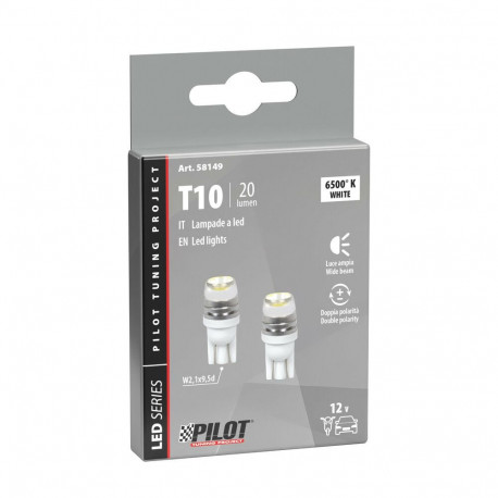 Hüper led pirn 2tk 12V, T10, valge