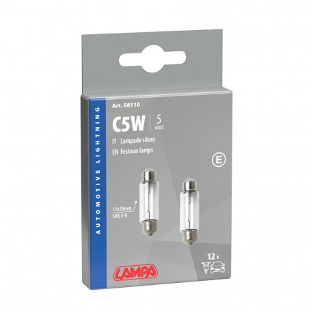 Pirn 5W 2tk, SV8,5 *8 11X38mm,valge