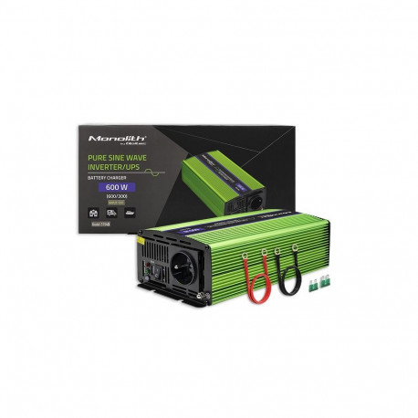 Qoltec Monolith toiteadapter/inverter Auto 600 W roheline