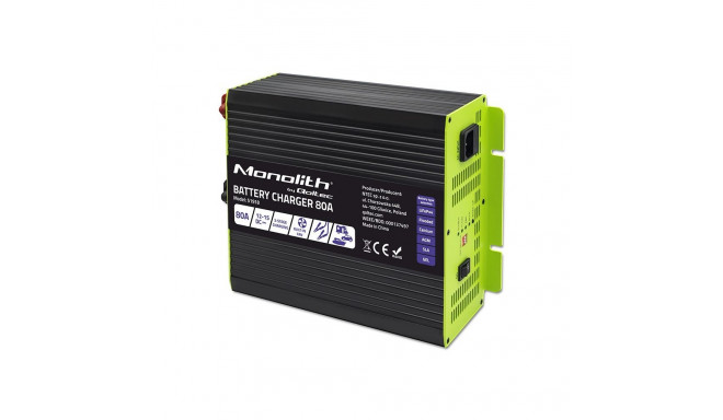 Qoltec Smart Professional Monolith Battery Charger for LiFePO4 AGM GEL SLA batteries | 80A | 12V | F