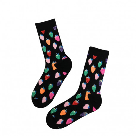 SOKISAHTEL FOOD maasikatega musta värvi sokid 446