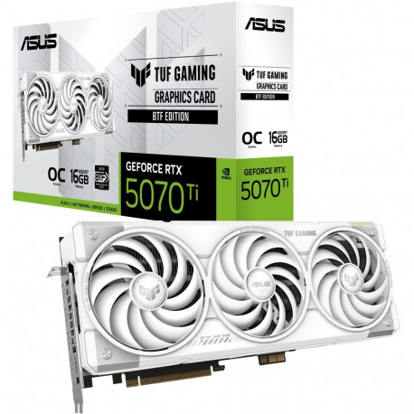 Asus graafikakaart TUF Gaming BTF RTX 5070 TI 16GB OC 3 ventilaatoriga, valge
