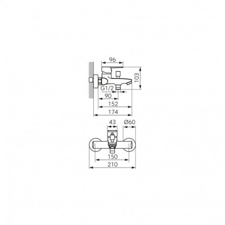 MIXER BATH FERRO RENNTO BNT1. CHROME