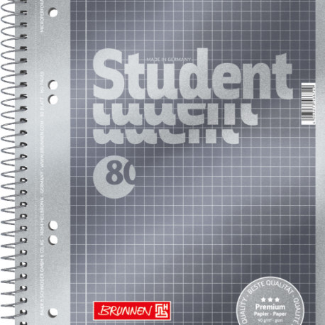 Kaustik A5 80l. 90g/m2 5x5ruut,spiraalköide 6-ne augustus,rebitavad lehed,sisemine külg joonitud,Stu