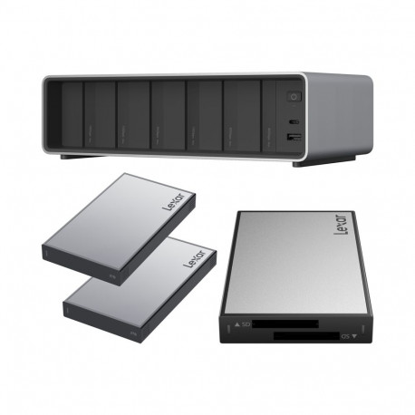 Lexar Professional Workflow Pro with Thunderbolt4 uplink I with SD/microSD reader and 2x2TB SSD