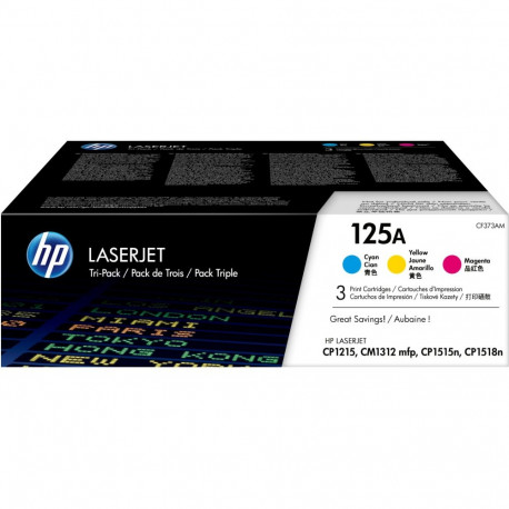 "HP 125A original Toner cartridge CF373AM cyan magenta yellow standard capacity 3 x 1.400 pages 3-pa
