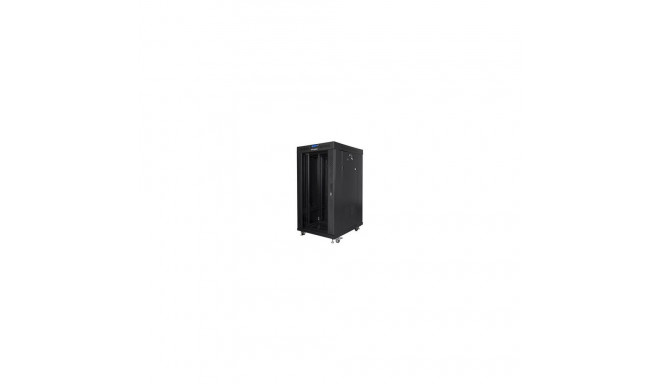 Lanberg floor-standing rack cabinet 19" 22U 800x800 black glass door LCD V2