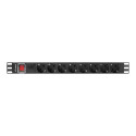 Lanberg PDU 19" 1U 16A 8x Schuko 2m must
