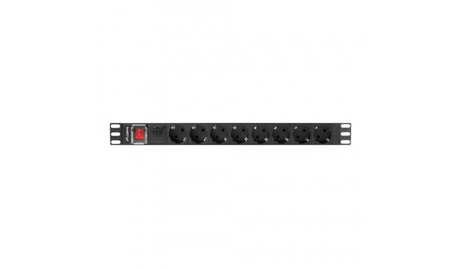 Lanberg PDU 19" 1U 16A 8x Schuko 2m must