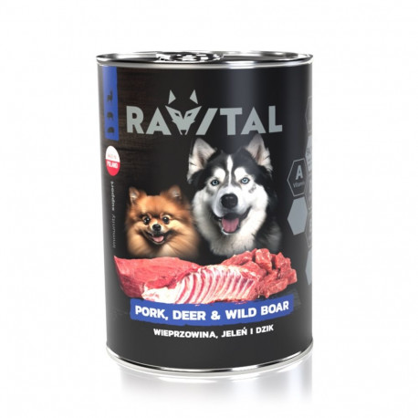 Ravital Pork, Deer & Wild Boar konserv koerale 800g