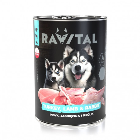 Ravital Turkey, Lamb & Rabbit konserv kutsikatele 800g