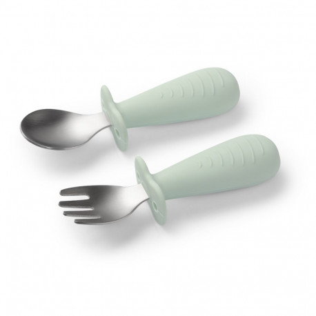 Babyono stainless steel spoon and fork green 1665/04