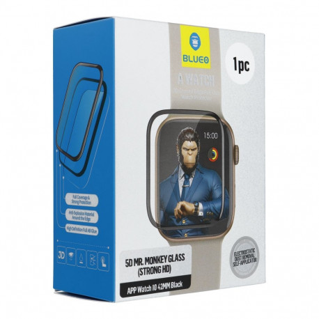 5D Tempered Glass for Apple Watch 10/11 42MM Mr. Monkey Glass (Anti-Static Strong HD) black